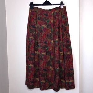 ✨ LAST CHANCE ✨ 
The Villager Vintage Leaf Print Midi Skirt | 14